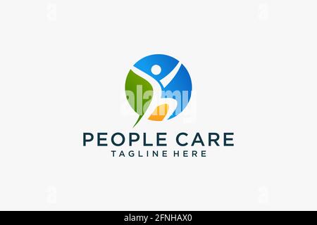 Social Humanity People Logo. Flat Vector Logo Design Template. Stock Vector