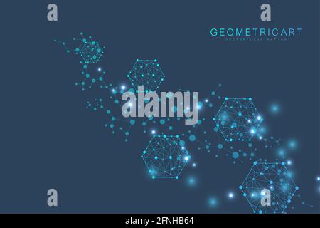 Technology structure molecular connect elements. Connection with hexagons elements. Vector illustration Stock Vector
