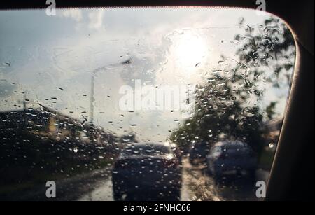 The rain on the windshield Stock Photo