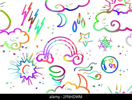 seamless multicolor weather pattern on white Stock Vector