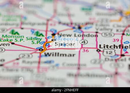 Spicer Minnesota USA shown on a Geography map or road map Stock Photo