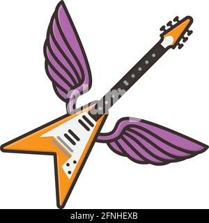 Winged V-shaped guitar isolatd vector illustration for Electric Guitar Day o November 27. Stock Vector