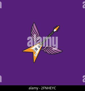 Winged V-shaped guitar vector illustration for Electric Guitar Day o November 27. Stock Vector