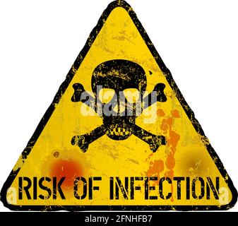 corona virus infection and epidemic warning sign, grungy style, vector, isolated Stock Vector