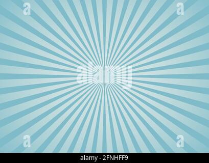 Sunlight wide horizontal background. Blue color burst background. Fantasy Vector illustration. Magic Sun beam ray sunburst pattern background. Retro c Stock Vector