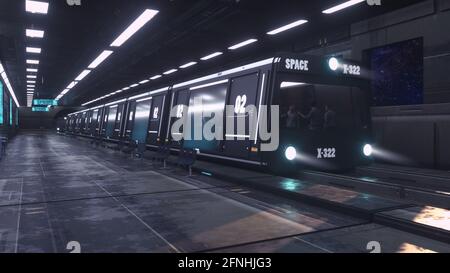 3d render. Futuristic space train concept Stock Photo