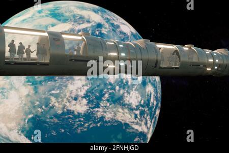 3d render. Space station and hotel Stock Photo