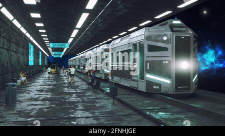 3d render. Futuristic space train concept Stock Photo
