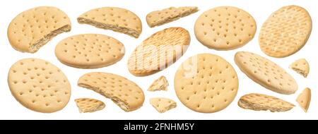 Round crackers isolated on white background with clipping path Stock Photo