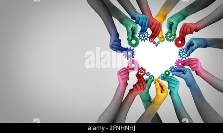 Teamwork collaboration concept and connecting unity or team idea as a ...