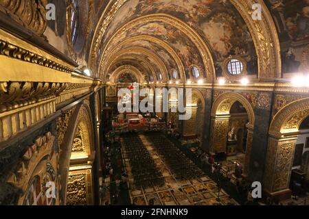 Valletta. Malta. St John's Co-Cathedral. Interior view. Stock Photo