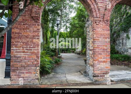 The Old Theatre Park, or the Alan Hitchcock Park, is the site of an old theatre along Main Street in Alachua, Florida. Stock Photo