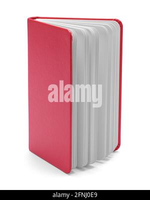Open Red Hardback Book Upright Cut Out. Stock Photo