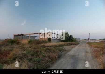 Abandoned Building in clean sky background cover located in Thailand Stock Photo