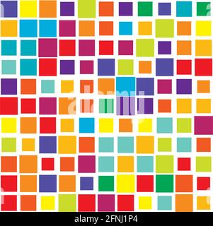Colorful, vivid, vibrant random squares mosaic tiles pattern, background, texture – Stock vector illustration, Clip-art graphics Stock Vector