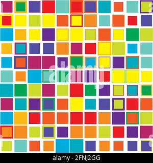 Colorful, vivid, vibrant random squares mosaic tiles pattern, background, texture – Stock vector illustration, Clip-art graphics Stock Vector