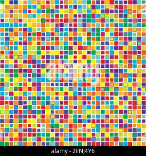 Colorful, vivid, vibrant random squares mosaic tiles pattern, background, texture – Stock vector illustration, Clip-art graphics Stock Vector