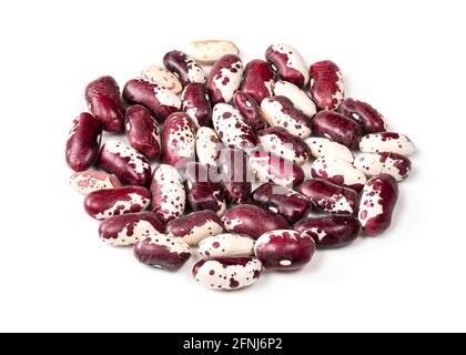 handful of red speckled kidney beans closeup on white background Stock Photo