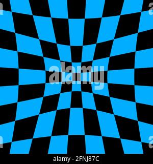 Chessboard, checkered board, squares pattern with indent, depression, hollow distortion, deformation effect – Stock vector illustration, Clip-art grap Stock Vector