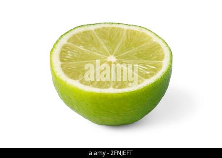 Lime half close up isolated on white background Stock Photo