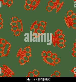Vintage brass knuckles vintage typography seamless pattern Stock Vector