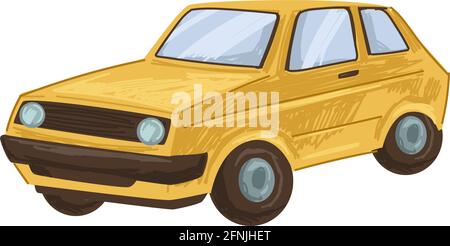 Vintage old car, retro transport, automobile 80s Stock Vector