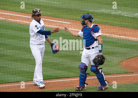 Los Angeles Dodgers relief pitcher Alex Vesia (51) celebrates with catcher  Austin Barnes (15) during a MLB game against the Miami Marlins, Sunday, May  Stock Photo - Alamy