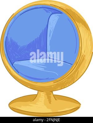 Furniture interior design of 1970s, modern chair Stock Vector