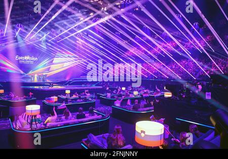 Rotterdam, Netherlands. 17th May, 2021. About 4500 spectators watch the second dress rehearsal of the first semi-final of the Eurovision Song Contest (ESC) in the Ahoy Arena this evening. Credit: Soeren Stache/dpa-Zentralbild/dpa/Alamy Live News Stock Photo