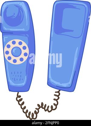 Telephone of 70s, wired phone with rotary system Stock Vector