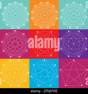 Interlocking, interconnect polygon shape, elemenet – Stock vector illustration, Clip-art graphics Stock Vector