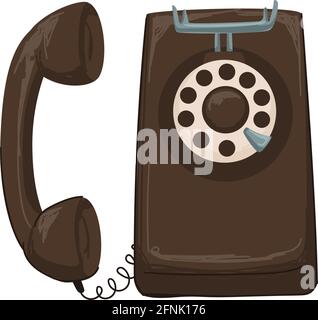 Vintage telephone with rotary system of dialing Stock Vector