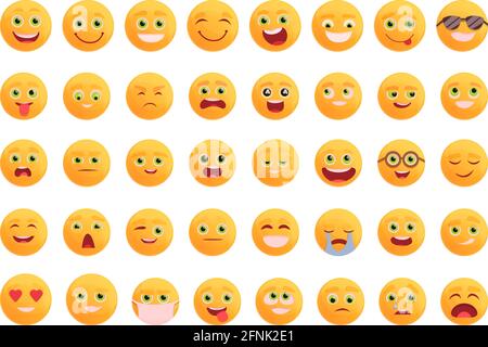 Smiling faces icons set. Cartoon set of smiling faces vector icons for web design Stock Vector