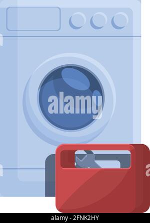 Toolbox broken washing machine icon. Cartoon of Toolbox broken washing machine vector icon for web design isolated on white background Stock Vector