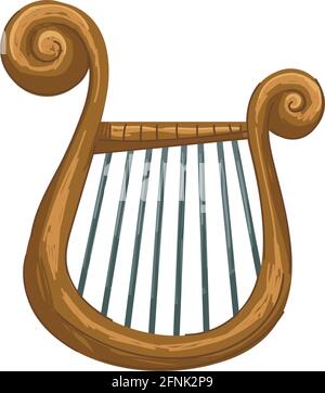 Greek musical instrument, golden lyra or harp Stock Vector