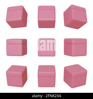 Set realistic 3d pink box. Vector illustration. Stock Vector