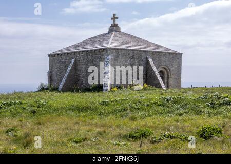 Norman Chapel, St Aldhelm's Head aka St Alban's Head, Jurassic Coast, Dorset Coast Path, Dorset, UK Stock Photo