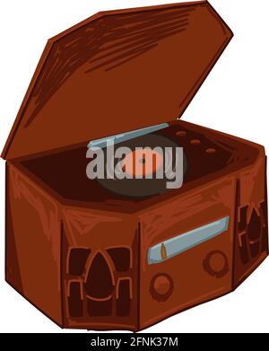 Vinyl record player, listening to music on tape Stock Vector