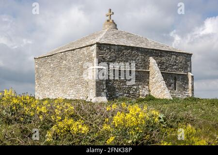 Norman Chapel, St Aldhelm's Head aka St Alban's Head, Jurassic Coast, Dorset Coast Path, Dorset, UK Stock Photo