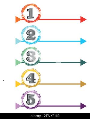 Graphical presentation of the working process in five steps Stock Vector