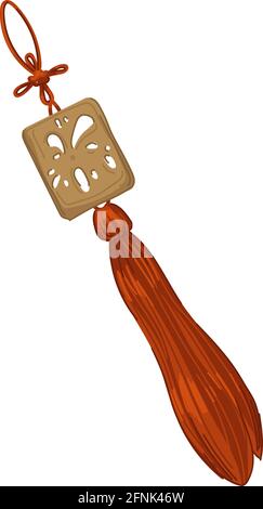 Japanese amulet for luck, Asian culture object Stock Vector