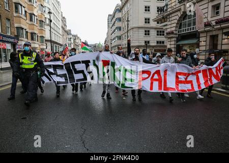 London, UK. 15 May 2021. Supporters of Palestine at the March for Palestine in Piccadilly Circus. Credit: Waldemar Sikora Stock Photo