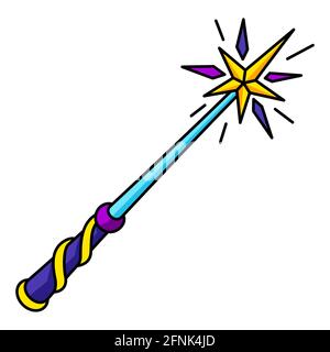 Magic wand. Mystic, alchemy, spirituality, tattoo art. Stock Vector