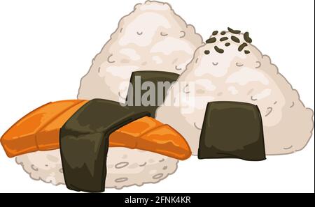 Japanese traditional food, sushi with red fish Stock Vector