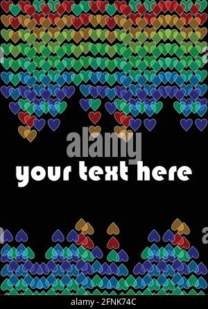 Rainbow hearts background with area for own text Stock Vector