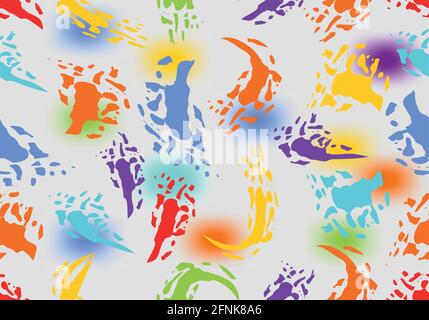 Gray seamless abstract background with colored splashes Stock Vector