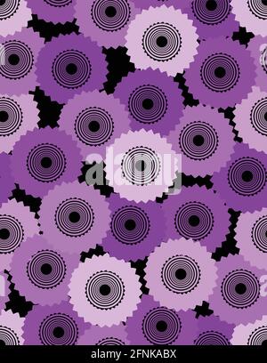 Seamless abstract background composed from purple cogwheel Stock Vector