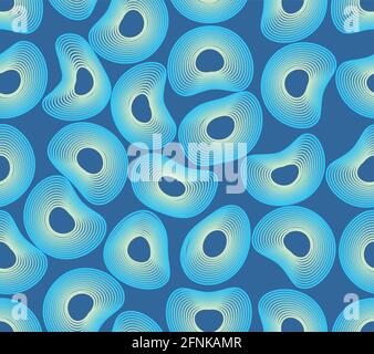 Futuristic blue modern background with deformed outline circles Stock Vector