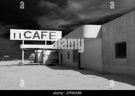 Abandoned Cafe in Black and White Stock Photo