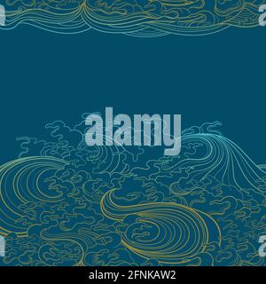 Vector background with waves in traditional oriental style. Stock Vector